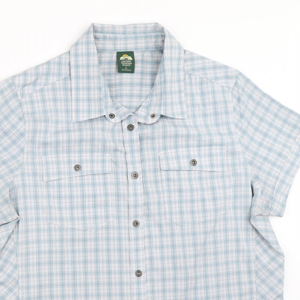 Mens UK Size L EASTERN MOUNTAIN SPORTS Blue  Button-Up Short Sleeve Casual Shirt