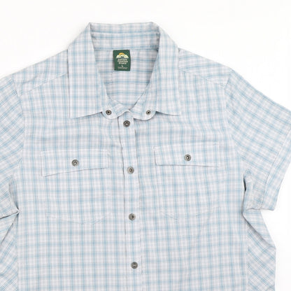 Mens UK Size L EASTERN MOUNTAIN SPORTS Blue  Button-Up Short Sleeve Casual Shirt