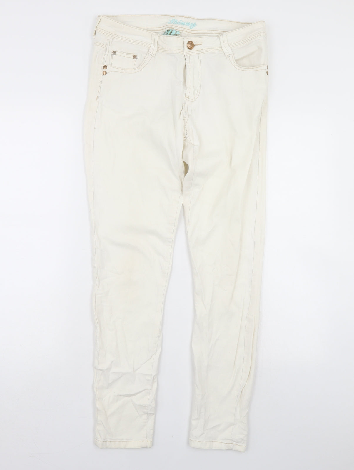 Denim & Co. Womens White  Denim Skinny Jeans Size 14 L30 in