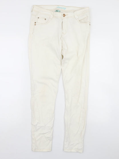 Denim & Co. Womens White  Denim Skinny Jeans Size 14 L30 in