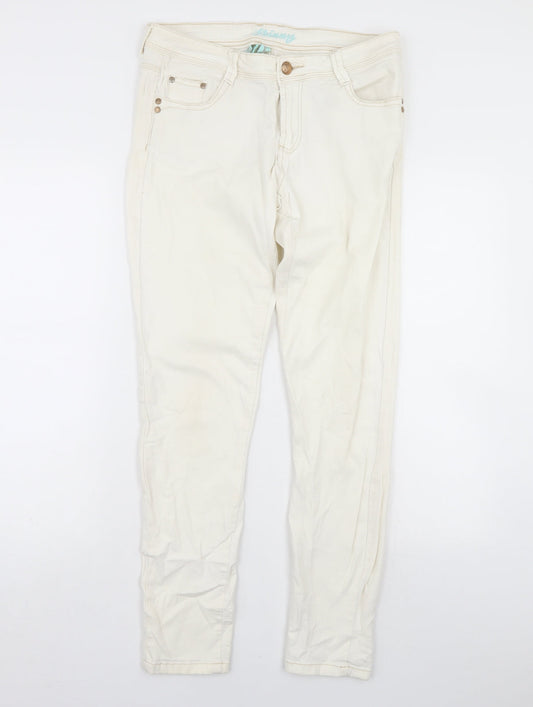 Denim & Co. Womens White  Denim Skinny Jeans Size 14 L30 in