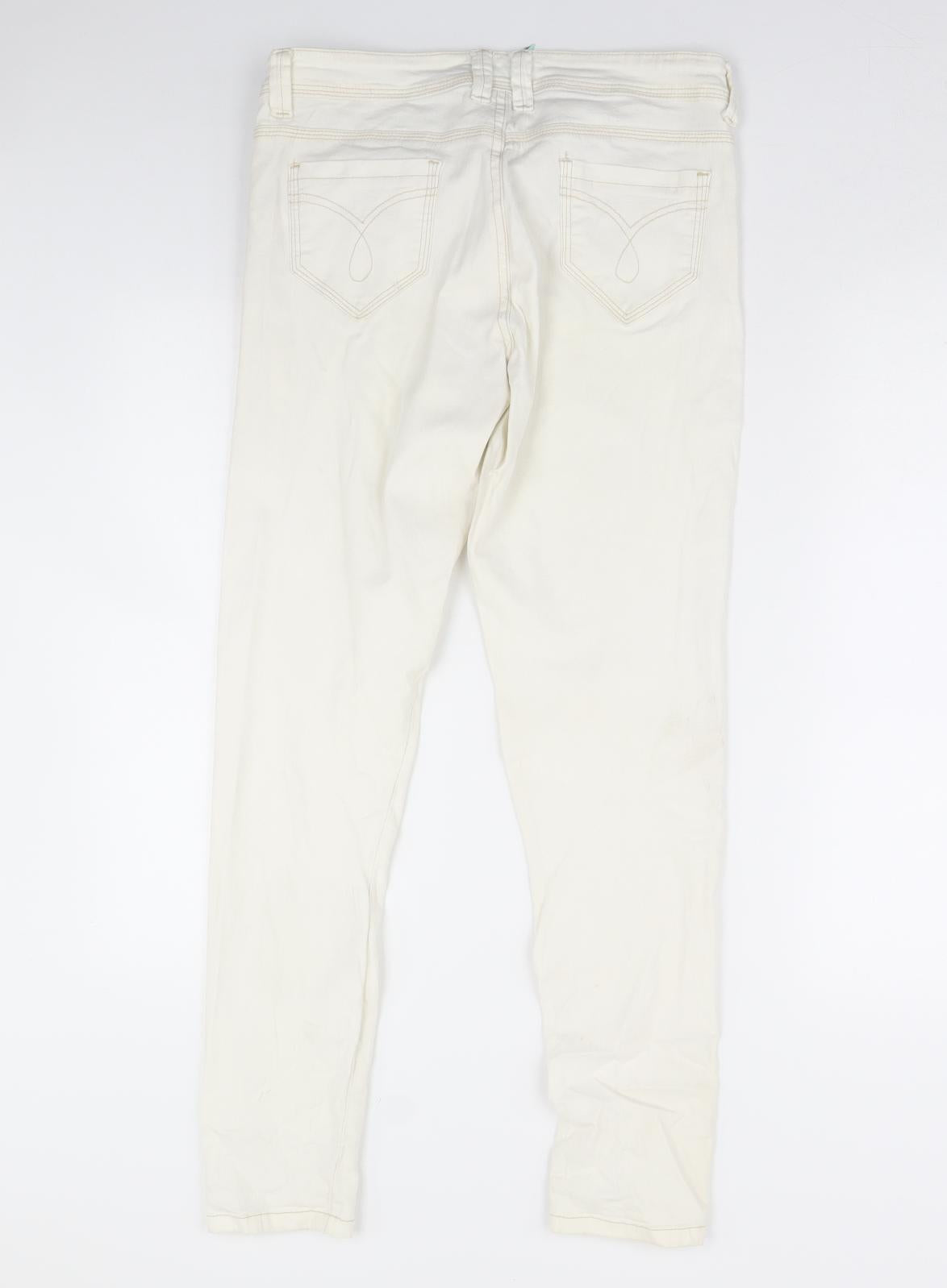 Denim & Co. Womens White  Denim Skinny Jeans Size 14 L30 in