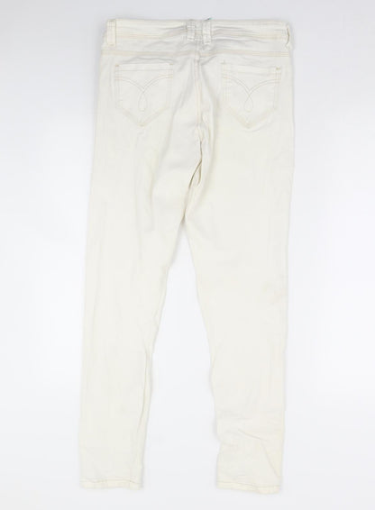 Denim & Co. Womens White  Denim Skinny Jeans Size 14 L30 in