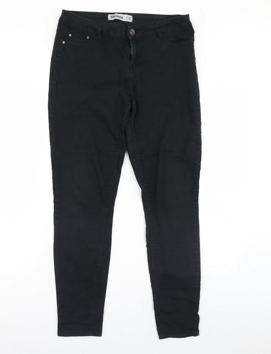 Womens UK Size 12 Preworn Regular Fit Skinny Black Jeans