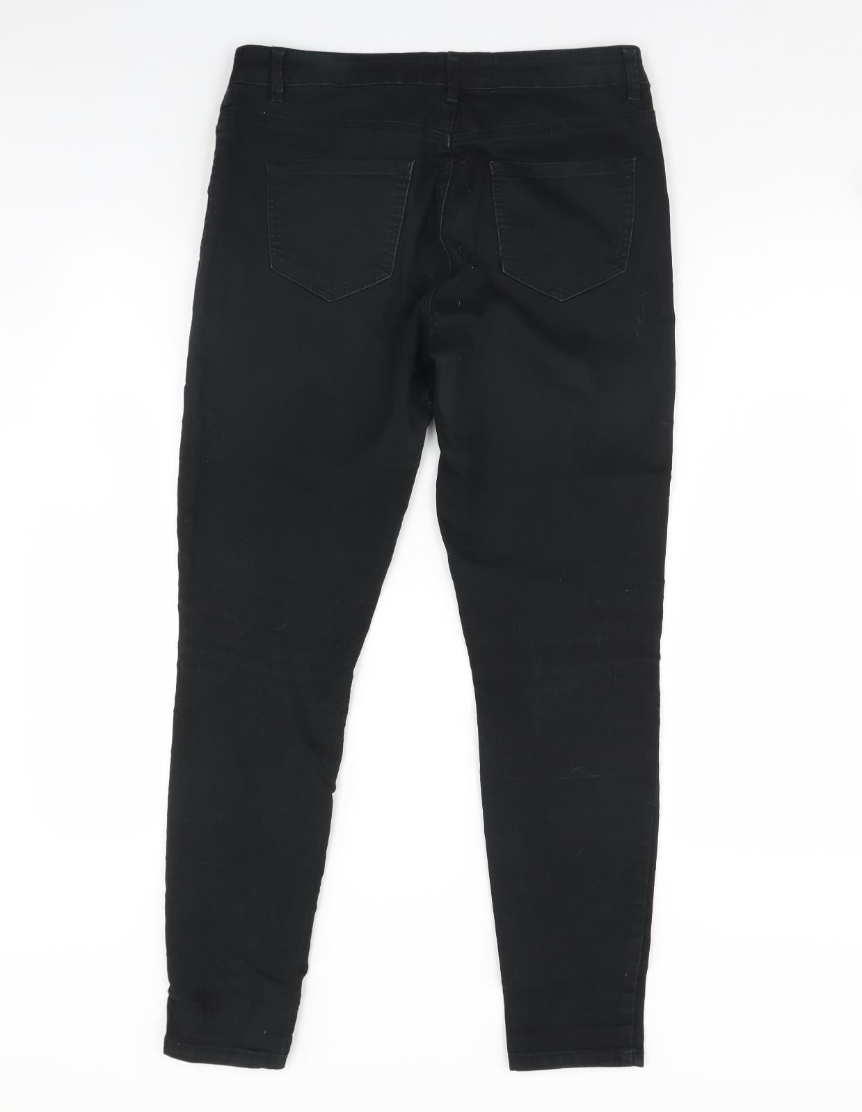 Womens UK Size 12 Preworn Regular Fit Skinny Black Jeans