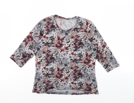 Damart Womens Grey Floral  Pullover Jumper Size 14