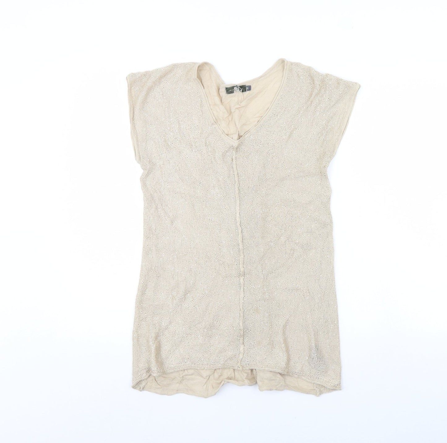 Womens UK Size 10 Mini Velvet Beige Pullover Jumper