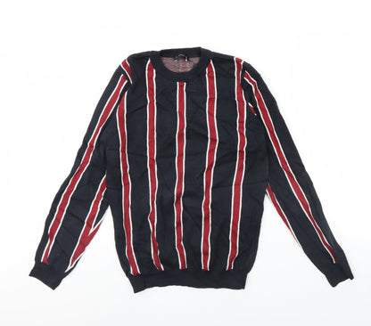New Look Mens Black Striped  Pullover Jumper Size XS