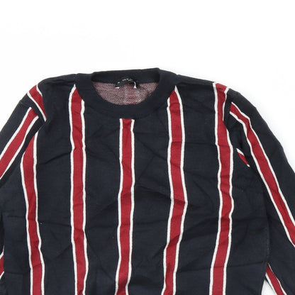 New Look Mens Black Striped  Pullover Jumper Size XS