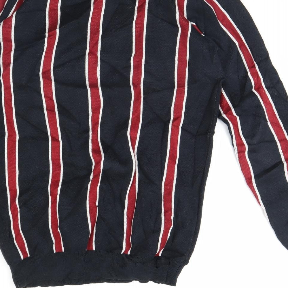 New Look Mens Black Striped  Pullover Jumper Size XS