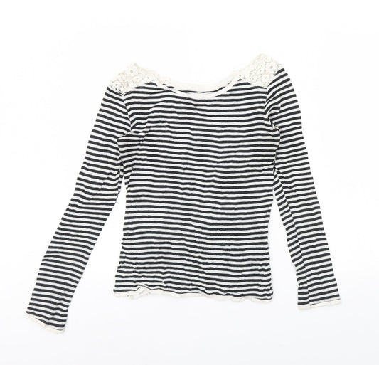 Bershka Womens Blue Striped  Pullover Jumper Size M