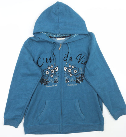 George Womens Blue Floral  Jacket Coat Size M