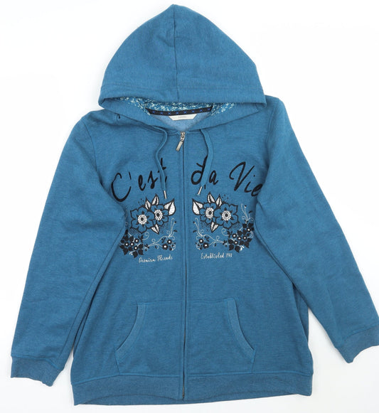 George Womens Blue Floral  Jacket Coat Size M