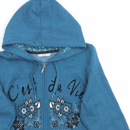 George Womens Blue Floral  Jacket Coat Size M