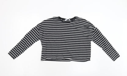 MNG Girls Black Striped  Basic T-Shirt Size 13-14 Years
