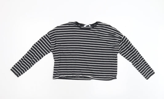 MNG Girls Black Striped  Basic T-Shirt Size 13-14 Years