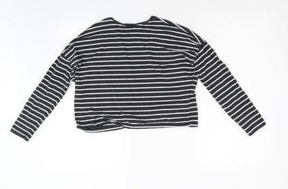 MNG Girls Black Striped  Basic T-Shirt Size 13-14 Years