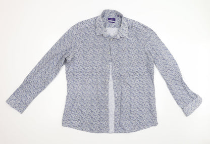 Mens UK Size 18 NEXT Blue  Button-Up Long Sleeve Casual Shirt
