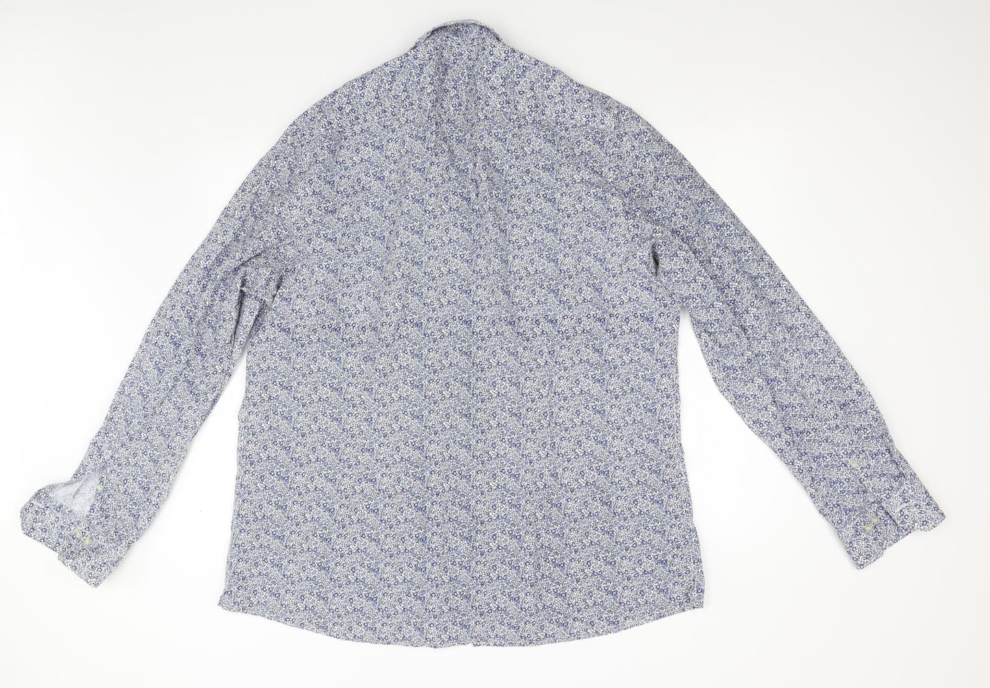 Mens UK Size 18 NEXT Blue  Button-Up Long Sleeve Casual Shirt