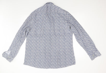 Mens UK Size 18 NEXT Blue  Button-Up Long Sleeve Casual Shirt