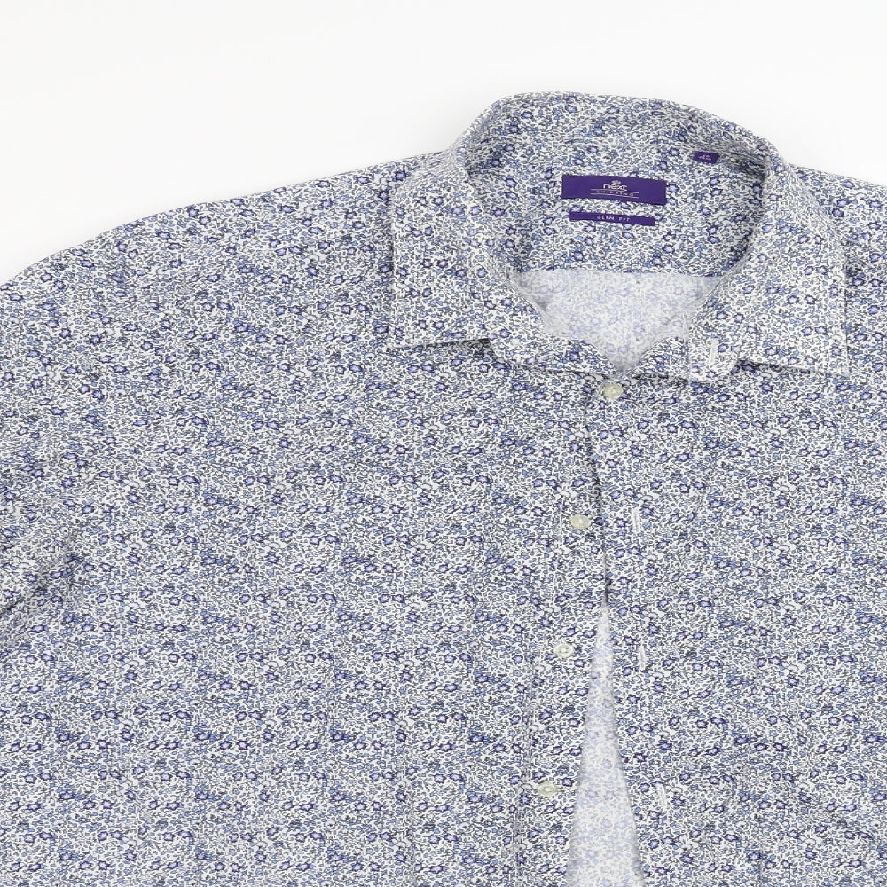 Mens UK Size 18 NEXT Blue  Button-Up Long Sleeve Casual Shirt