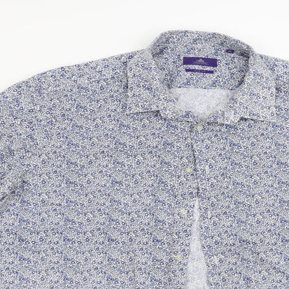 Mens UK Size 18 NEXT Blue  Button-Up Long Sleeve Casual Shirt