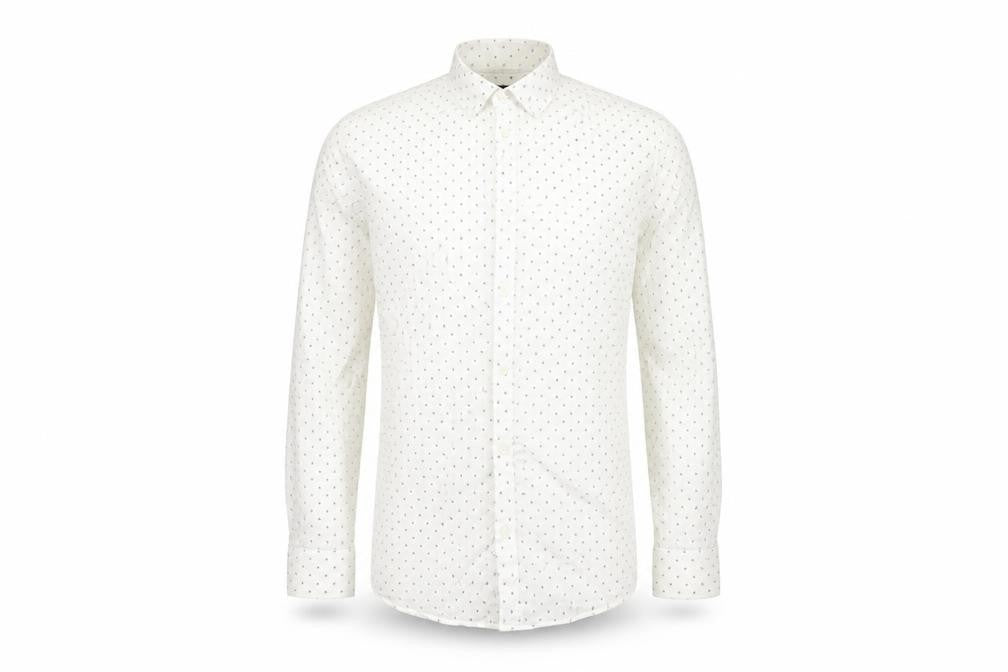 Mens UK Size 17.5 River Island White  Button-Up Long Sleeve Casual Shirt