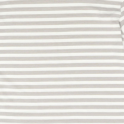 Alexara Womens Brown Striped  Basic T-Shirt Size 14