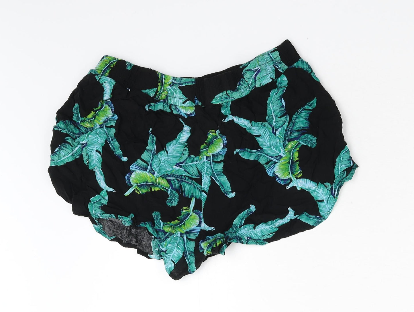 Brave Soul Womens Green Floral  Hot Pants Shorts Size L