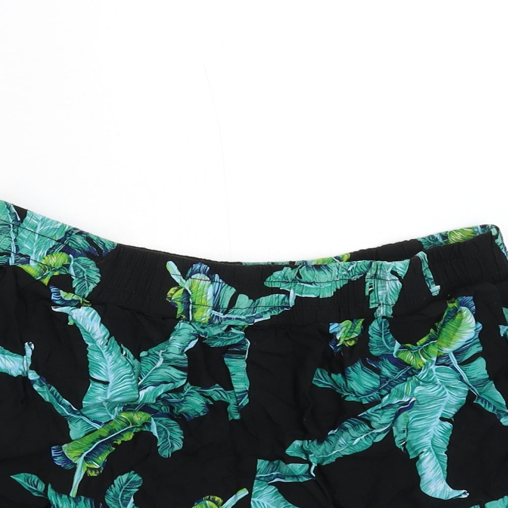 Brave Soul Womens Green Floral  Hot Pants Shorts Size L