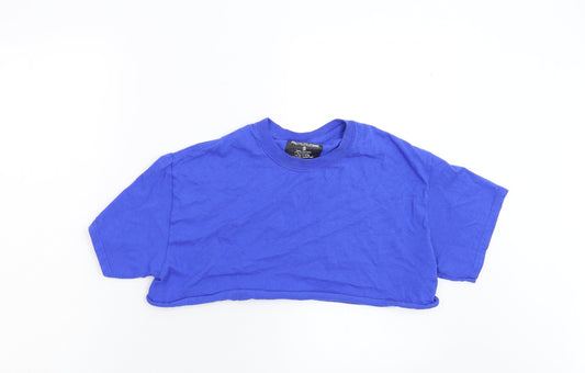 Pretty Little Thing Womens Blue   Cropped T-Shirt Size S