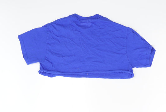 Pretty Little Thing Womens Blue   Cropped T-Shirt Size S