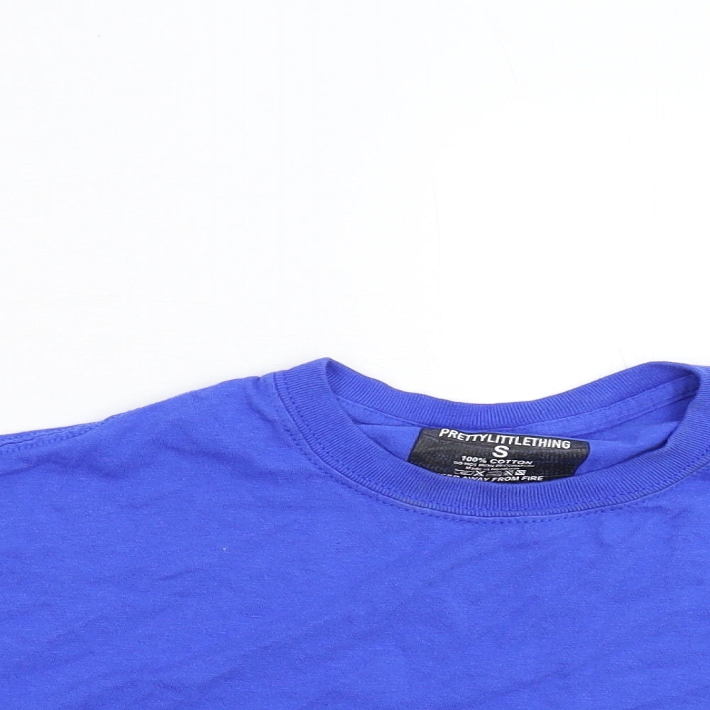 Womens UK Size S Pretty Little Thing Blue Cropped T-Shirt