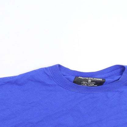 Womens UK Size S Pretty Little Thing Blue Cropped T-Shirt