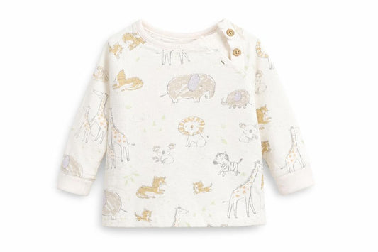 Front view of George Baby Multicoloured Animal Print Basic T-Shirt, size 3-6, Months