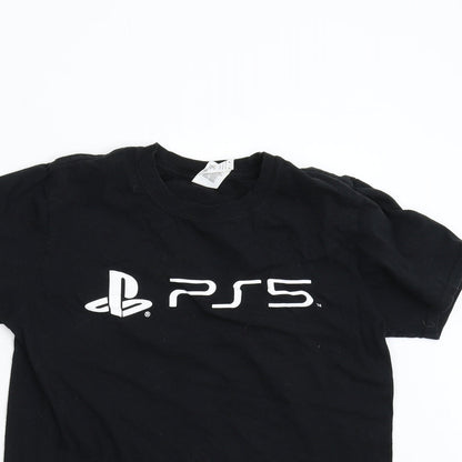 Gildan Boys Black   Basic T-Shirt Size M  - Play Station