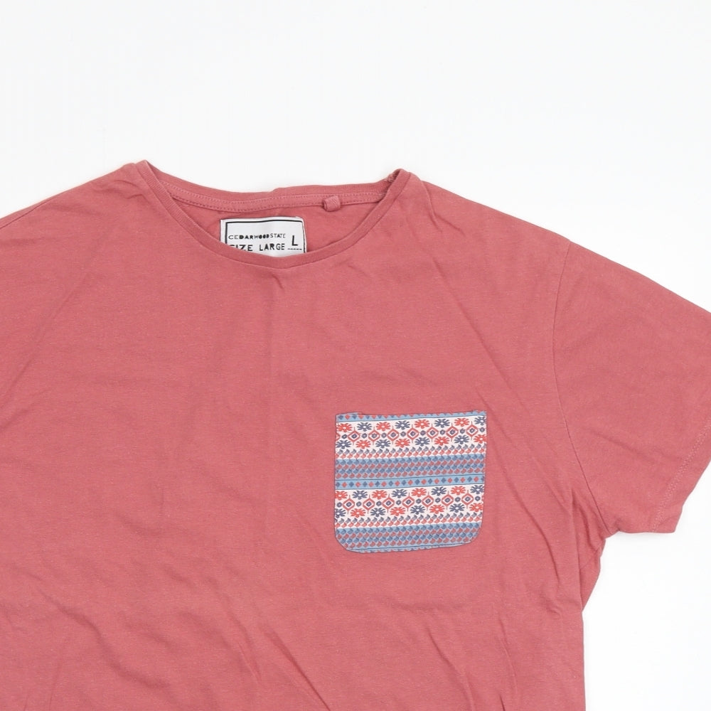 Cedar Wood State Womens Pink   Basic T-Shirt Size L