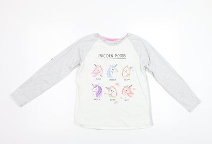 TU Girls White   Top Pyjama Top Size 10 Years  - Unicorn
