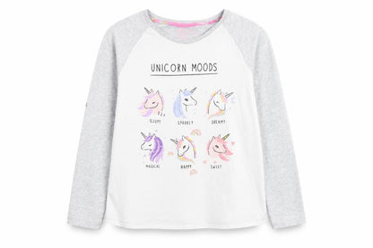 Tu Girls White   Top Pyjama Top Size 10 Years  - Unicorn