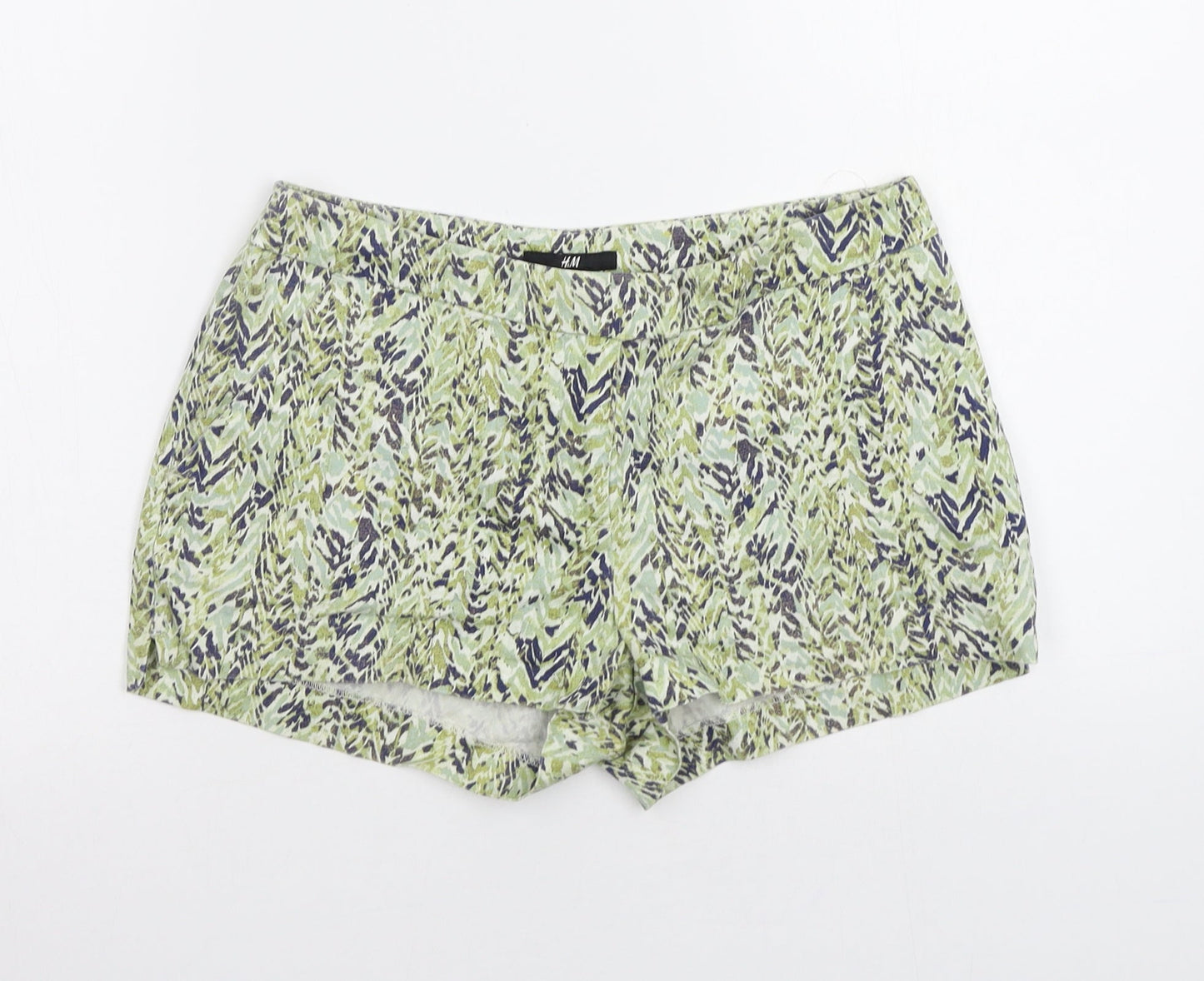 H&M Womens Green Animal Print  Bermuda Shorts Size 6