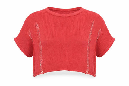 I Love H81 Womens Red   Pullover Jumper Size M  - Cropped