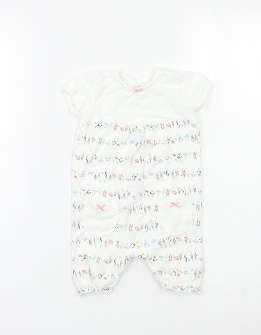 George Baby White Floral  Babygrow One-Piece Size 3-6 Months