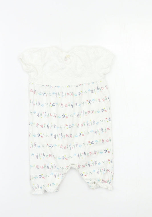 George Baby White Floral  Babygrow One-Piece Size 3-6 Months