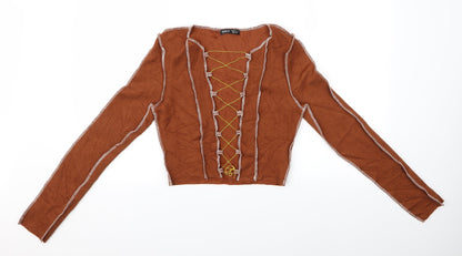 SheIn Womens Brown   Pullover Jumper Size M  - Open Front Sweater