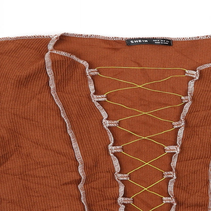 SheIn Womens Brown   Pullover Jumper Size M  - Open Front Sweater