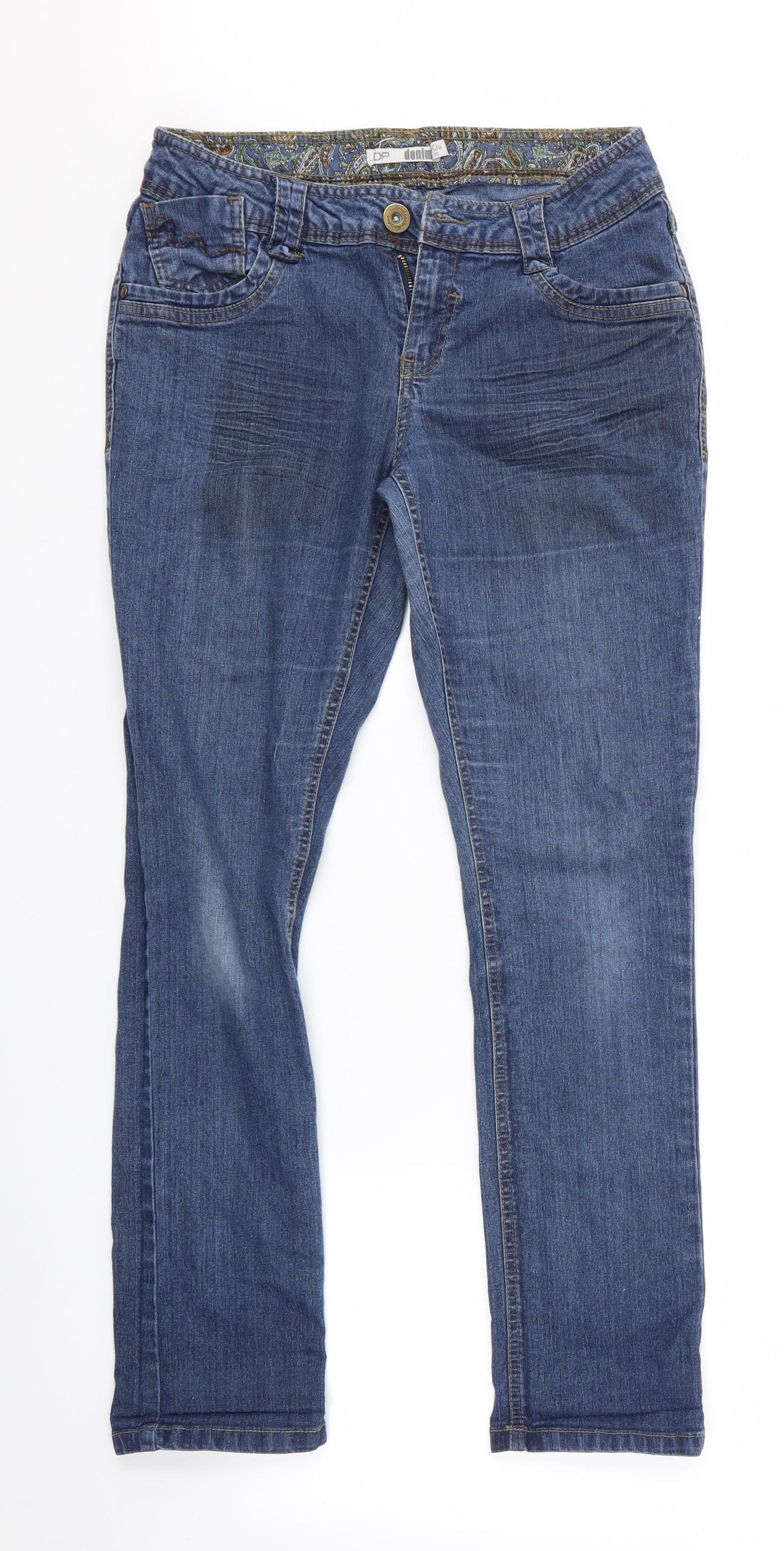 Womens UK Size 10 DP Denim Regular Fit Straight Blue Jeans