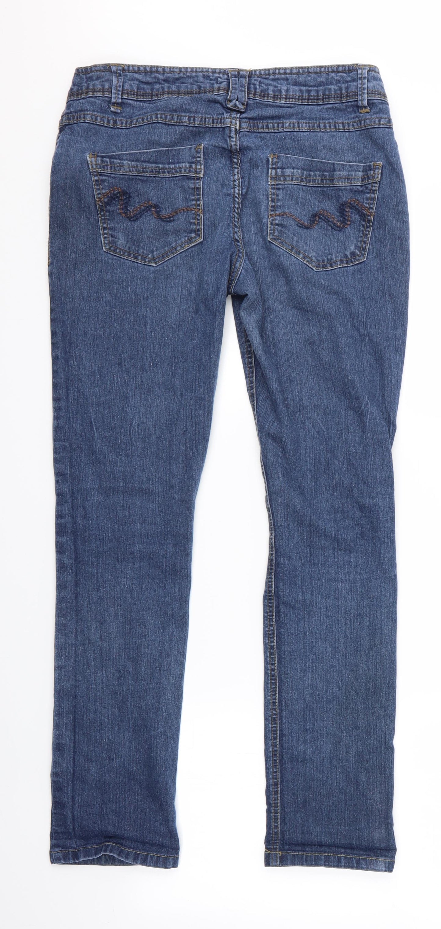 Womens UK Size 10 DP Denim Regular Fit Straight Blue Jeans