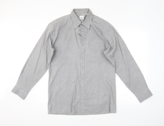 Tern Mens Grey Striped   Button-Up Size 15.5