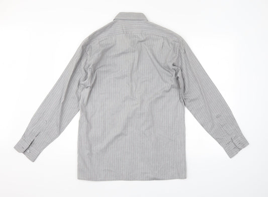 Tern Mens Grey Striped   Button-Up Size 15.5