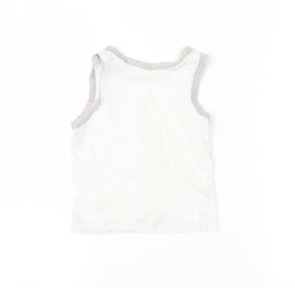 TU Boys White   Basic Tank Size 3-4 Years  - Dinosaur